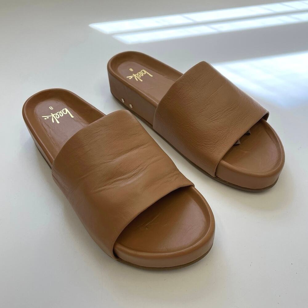 Beek Pelican Platform Leather Sandals Memory Foam Arch Support Honey - Size 8 - Picture 2 of 11